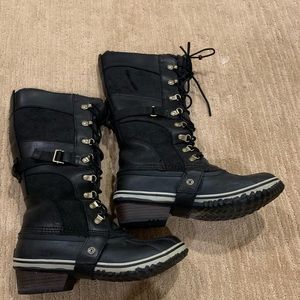 SOREL Carly Conquest ll Boots, Black, Womens Sz 9